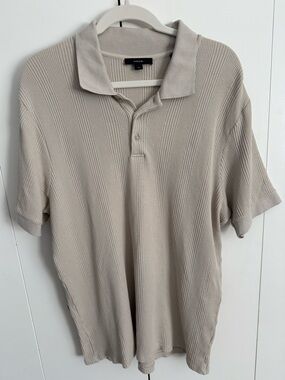 Vince Light Beige Textured Polo